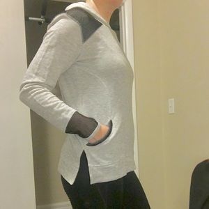 Gray maurices Hoodie with Black Mesh Details